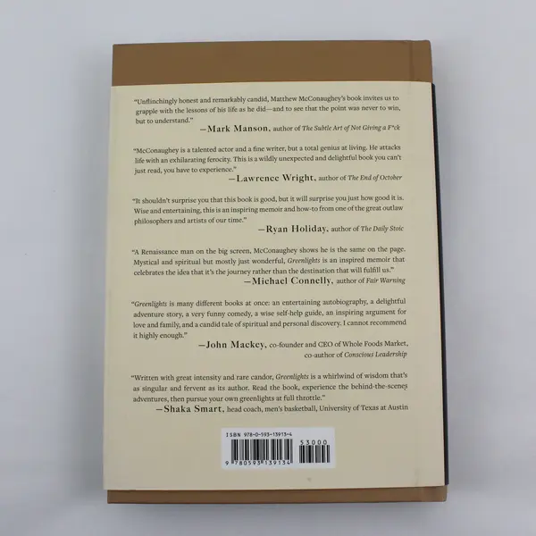 Greenlights Matthew McConaughey 2020 Hardcover Dust Jacket Memoir