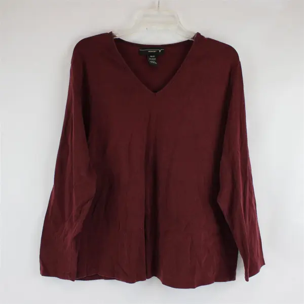 Venezia Burgundy Women's Casual Pullover Long Sleeve Shirt 18/20