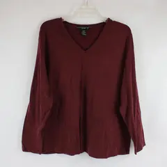 Venezia Burgundy Women's Casual Pullover Long Sleeve Shirt 18/20