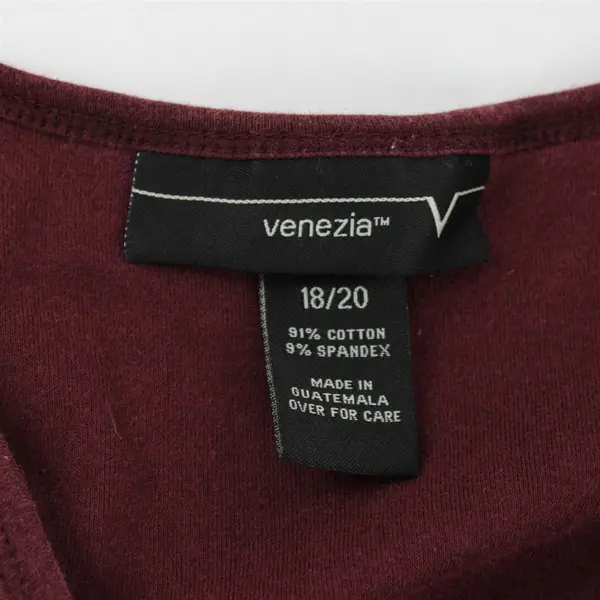 Venezia Burgundy Women's Casual Pullover Long Sleeve Shirt 18/20