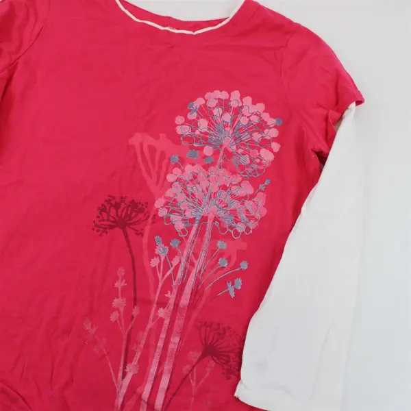 Just My Size Pink and White Floral Long Sleeve Shirt Size 1X/1XG (16W)