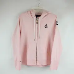 Tommy Hilfiger Womens Large Pink Zip Up Hoodie Logo Sweatshirt