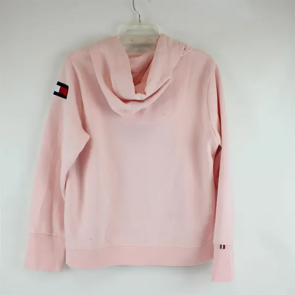 Tommy Hilfiger Womens Large Pink Zip Up Hoodie Logo Sweatshirt
