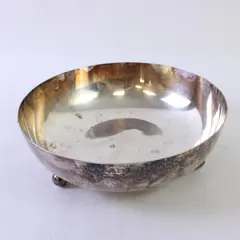 Academy Silver Coated Copper 8" Diameter Bowl with 3 Legs - Tarnish