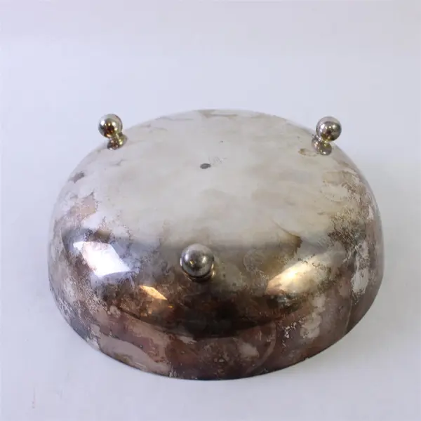Academy Silver Coated Copper 8" Diameter Bowl with 3 Legs - Tarnish