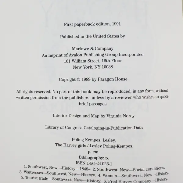The Harvey Girls Women Who Opened the West by Lesley Poling-Kempes 1991 PB Good