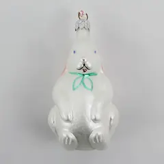 Vintage Mercury Glass White Rabbit Christmas Ornament With Metallic Pink Ears