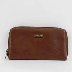 Rosetti Brown Zip-Around Women's Wallet Card Slots Coin Pocket