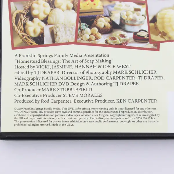 Homestead Blessings Art of Soap Making 2009 DVD Franklin Springs