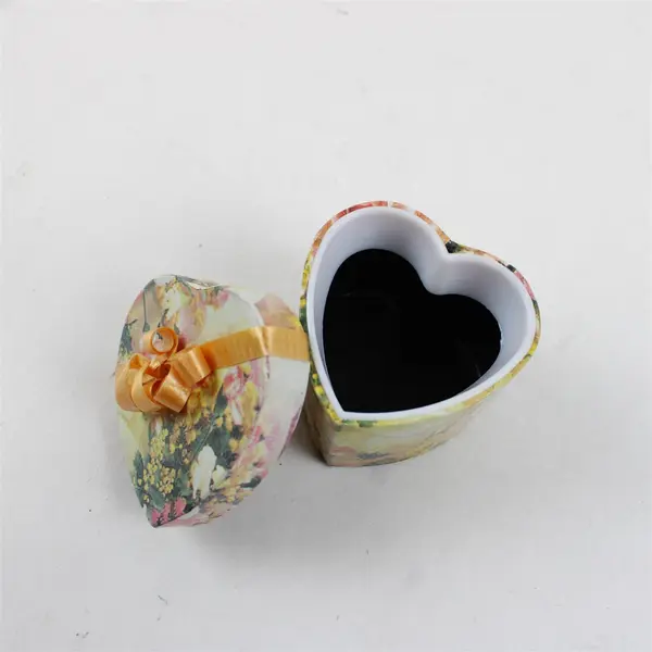 Lot of 2 Celtic Cross Heart Shaped Box Yellow Ribbon Craft Accessories