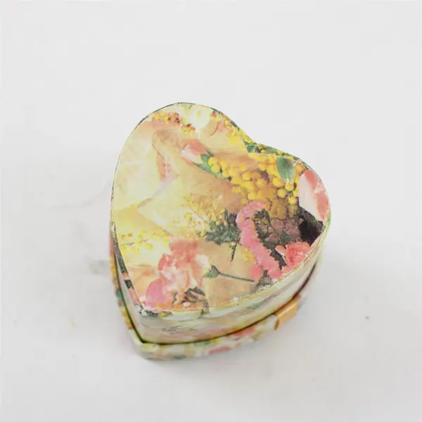 Lot of 2 Celtic Cross Heart Shaped Box Yellow Ribbon Craft Accessories