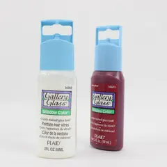 Lot of 2 Gallery Glass Window Color Paint Bottles Snow White Berry Red