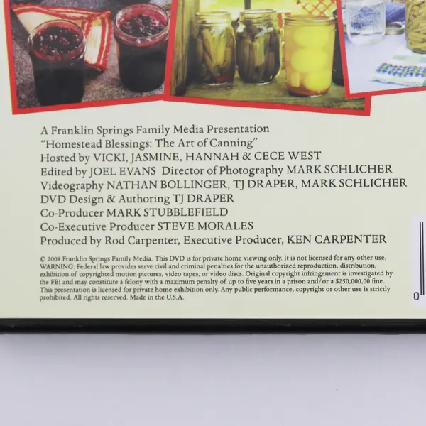 Homestead Blessings: The Art of Canning 2009 DVD