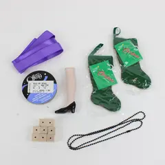 Lot of 7 Craft Supplies Ribbon Beads Ornaments Doll Leg Mixed Lot