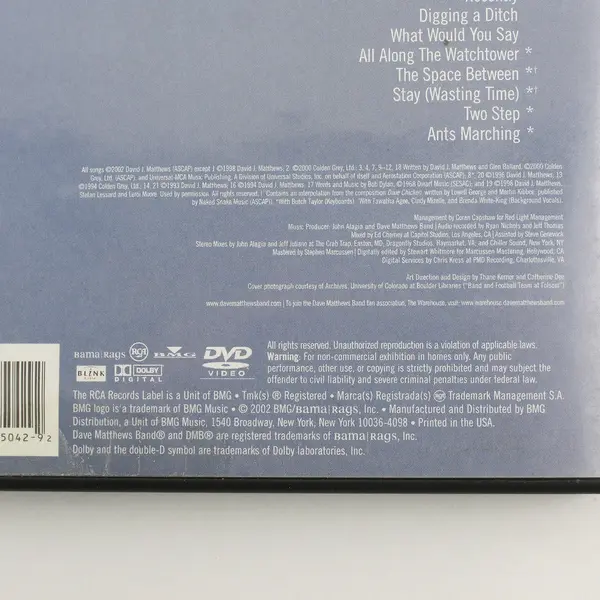 Dave Matthews Band Live at Folsom Field Boulder CO DVD Recorded 2001 