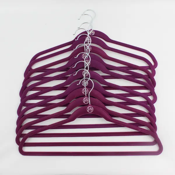 Set of 10 Joy Fuchsia Felt Clothes Hangers Shirts and Pants
