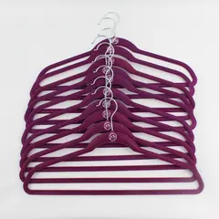Set of 10 Joy Fuchsia Felt Clothes Hangers Shirts and Pants