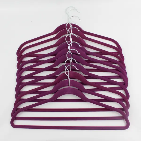 Set of 10 Joy Fuchsia Felt Clothes Hangers Shirts and Pants