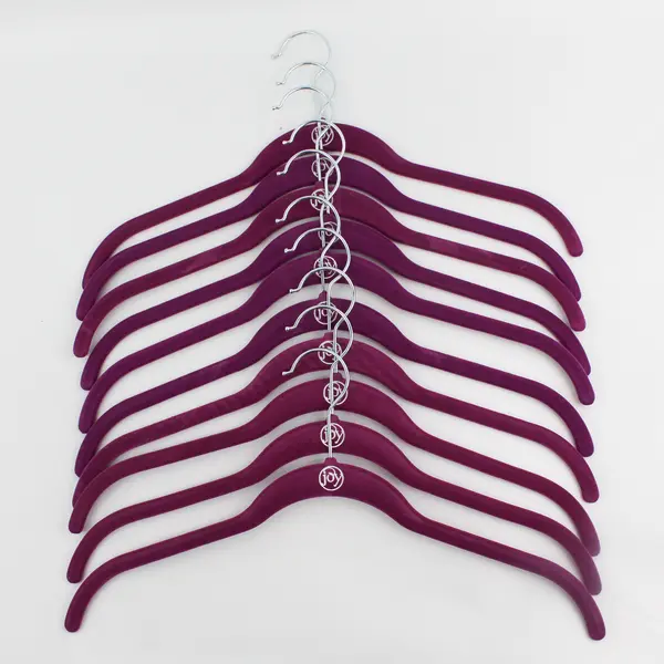 Set of 10 Joy Fuchsia Felt Clothes Hangers Shirts