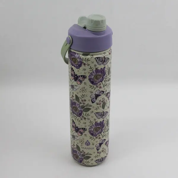 MANNA Double Walled Stainless Steel Water Bottle Butterflies Flowers