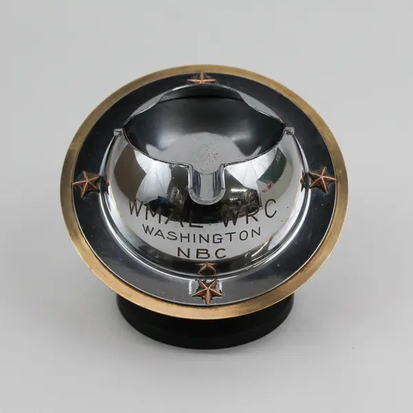 Vtg Brass And Chrome Saturn Ashtray Advertising WMAL-WRC Radio Washington D.C.