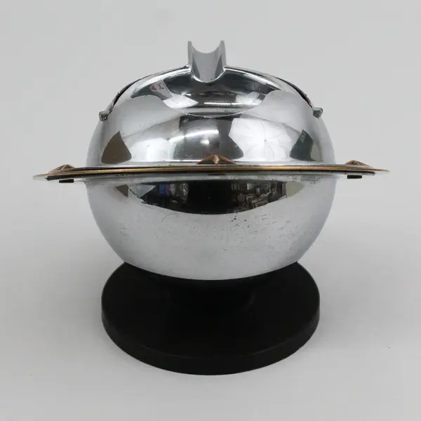 Vtg Brass And Chrome Saturn Ashtray Advertising WMAL-WRC Radio Washington D.C.