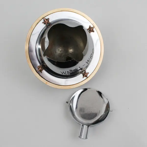 Vtg Brass And Chrome Saturn Ashtray Advertising WMAL-WRC Radio Washington D.C.
