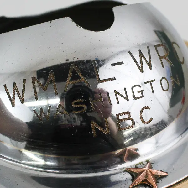 Vtg Brass And Chrome Saturn Ashtray Advertising WMAL-WRC Radio Washington D.C.