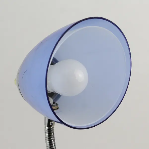Blue Plastic And Chrome Gooseneck Desk Lamp With Desk Organizer Base