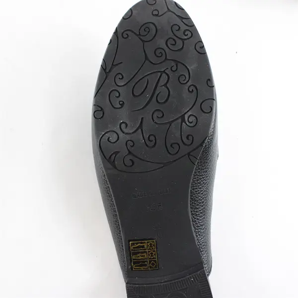 Brighton Shauna Black Leather Silver Chain Mule Flats 8.5M