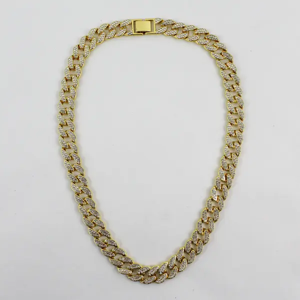 Gold-Tone Rhinestone Chain Link Necklace 23"