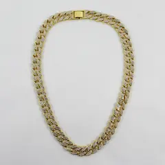 Gold-Tone Rhinestone Chain Link Necklace 23"