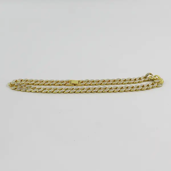 Gold-Tone Rhinestone Chain Link Necklace 23"