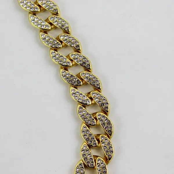 Gold-Tone Rhinestone Chain Link Necklace 23"