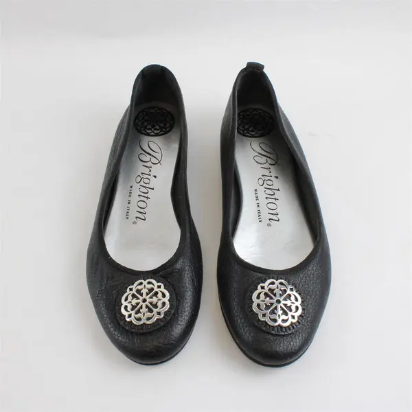 Brighton Black Leather Aleta Ballerinas Flats Slip On Shoes Womens Size 9 M