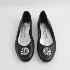 Brighton Black Leather Aleta Ballerinas Flats Slip On Shoes Womens Size 9 M