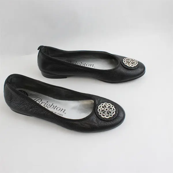 Brighton Black Leather Aleta Ballerinas Flats Slip On Shoes Womens Size 9 M