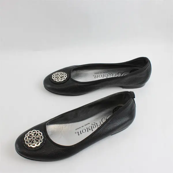 Brighton Black Leather Aleta Ballerinas Flats Slip On Shoes Womens Size 9 M