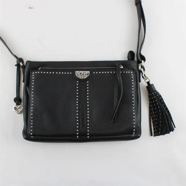 Brighton Jagger Pretty Tough Leather City Organizer Crossbody Purse Black