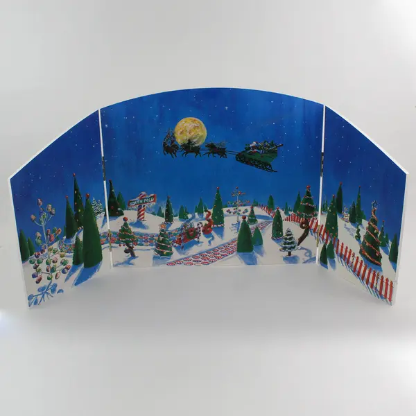 Dept 56 Christmas Eve Flight Backdrop #53037 RETIRED 3-Panel Folding Wood Screen