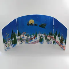 Dept 56 Christmas Eve Flight Backdrop #53037 RETIRED 3-Panel Folding Wood Screen