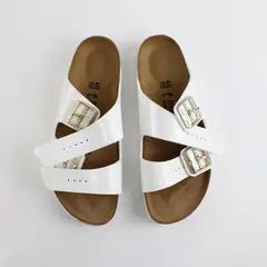 Birkenstock Glossy Patent White Arizona Sandals Shoes Womens Size 9/9.5
