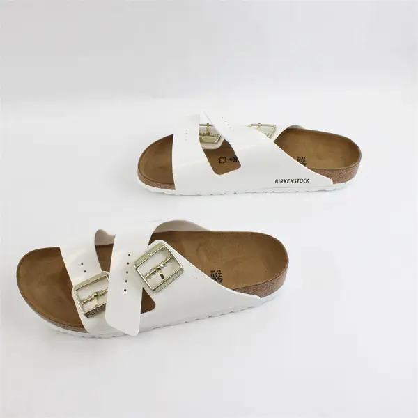 Birkenstock Glossy Patent White Arizona Sandals Shoes Womens Size 9/9.5