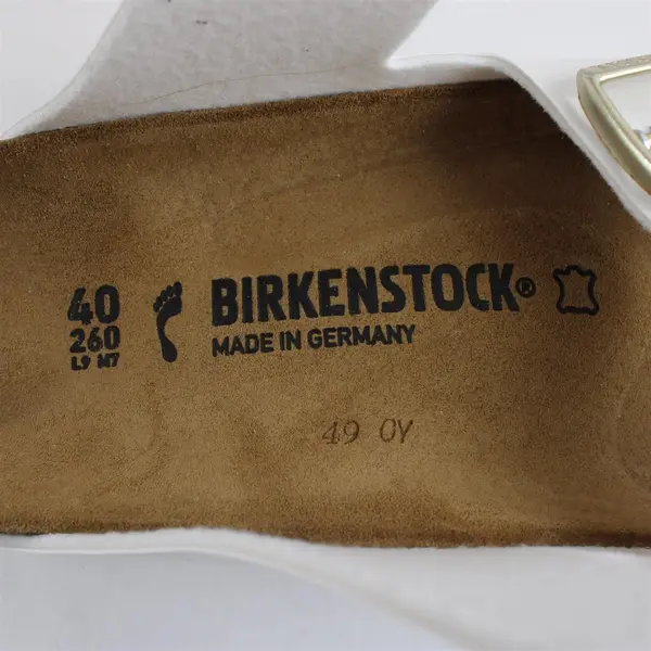 Birkenstock Glossy Patent White Arizona Sandals Shoes Womens Size 9/9.5