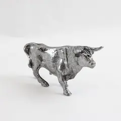 Pewter Stock Market Bull Desk Figurine Paperweight 3" Collectible Gift