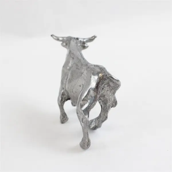 Pewter Stock Market Bull Desk Figurine Paperweight 3" Collectible Gift