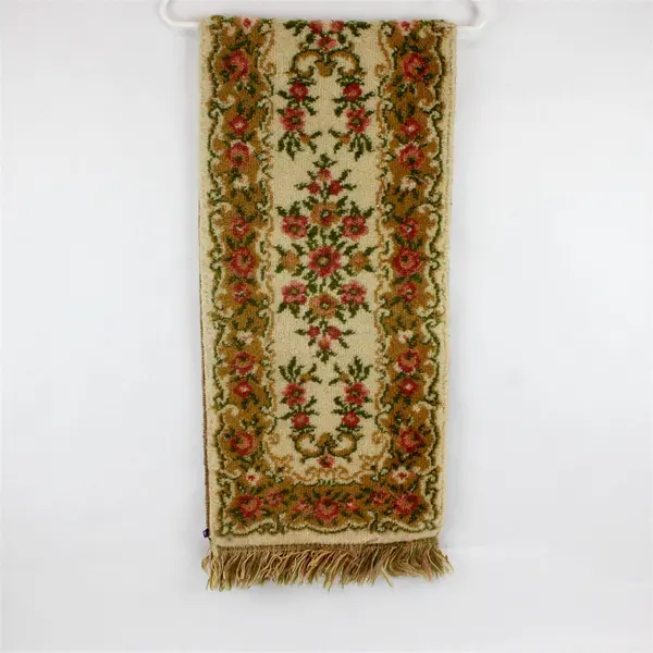 Beige Pink Runner Rug Detailed Border Pre-Owned 12.5" x 60"
