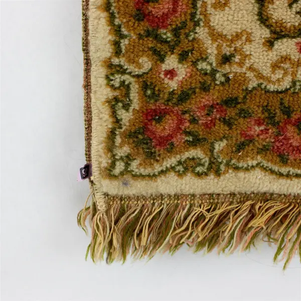 Beige Pink Runner Rug Detailed Border Pre-Owned 12.5" x 60"