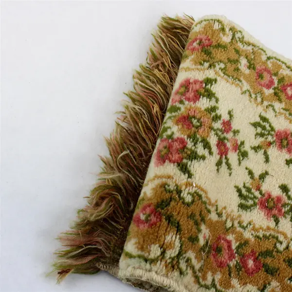 Beige Pink Runner Rug Detailed Border Pre-Owned 12.5" x 60"