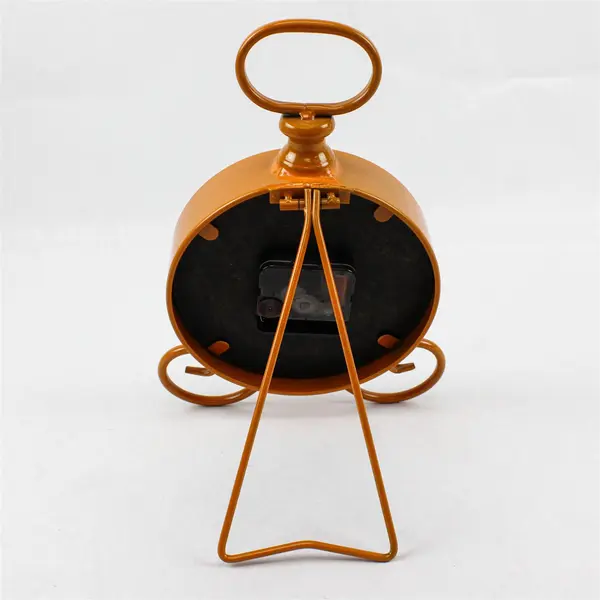 Vintage Orange Metal Alarm Clock Mantel Desk Shelf Working